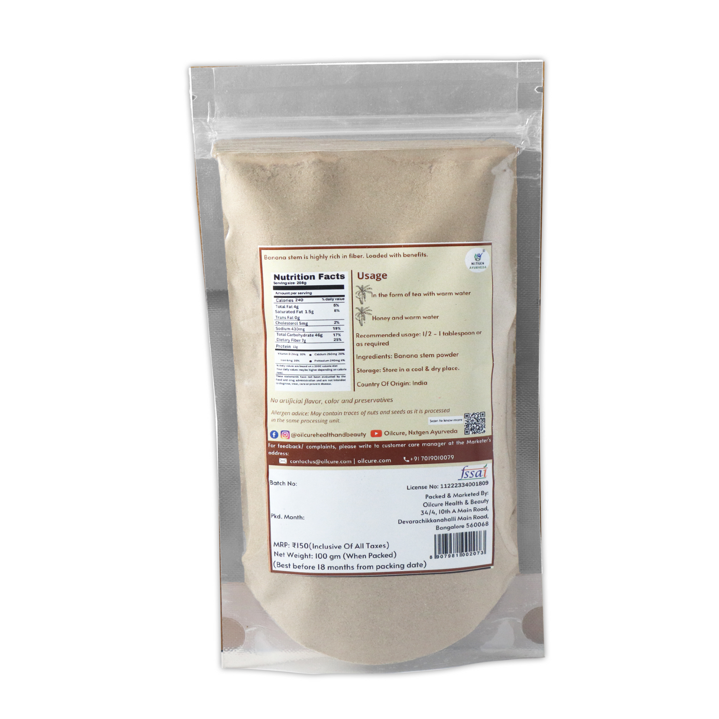 Banana stem powder