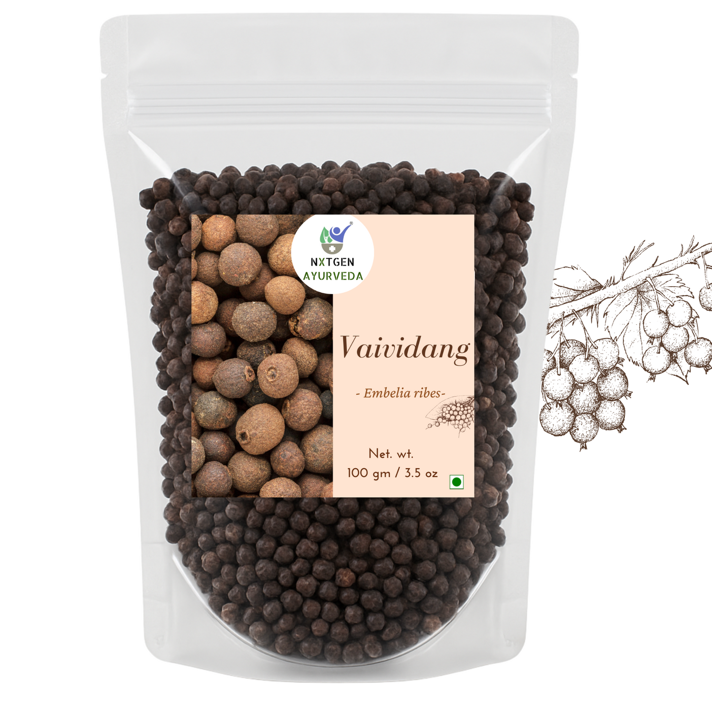 Pure Embelia ribes Ayurvedic herb for intestinal worms and skin health