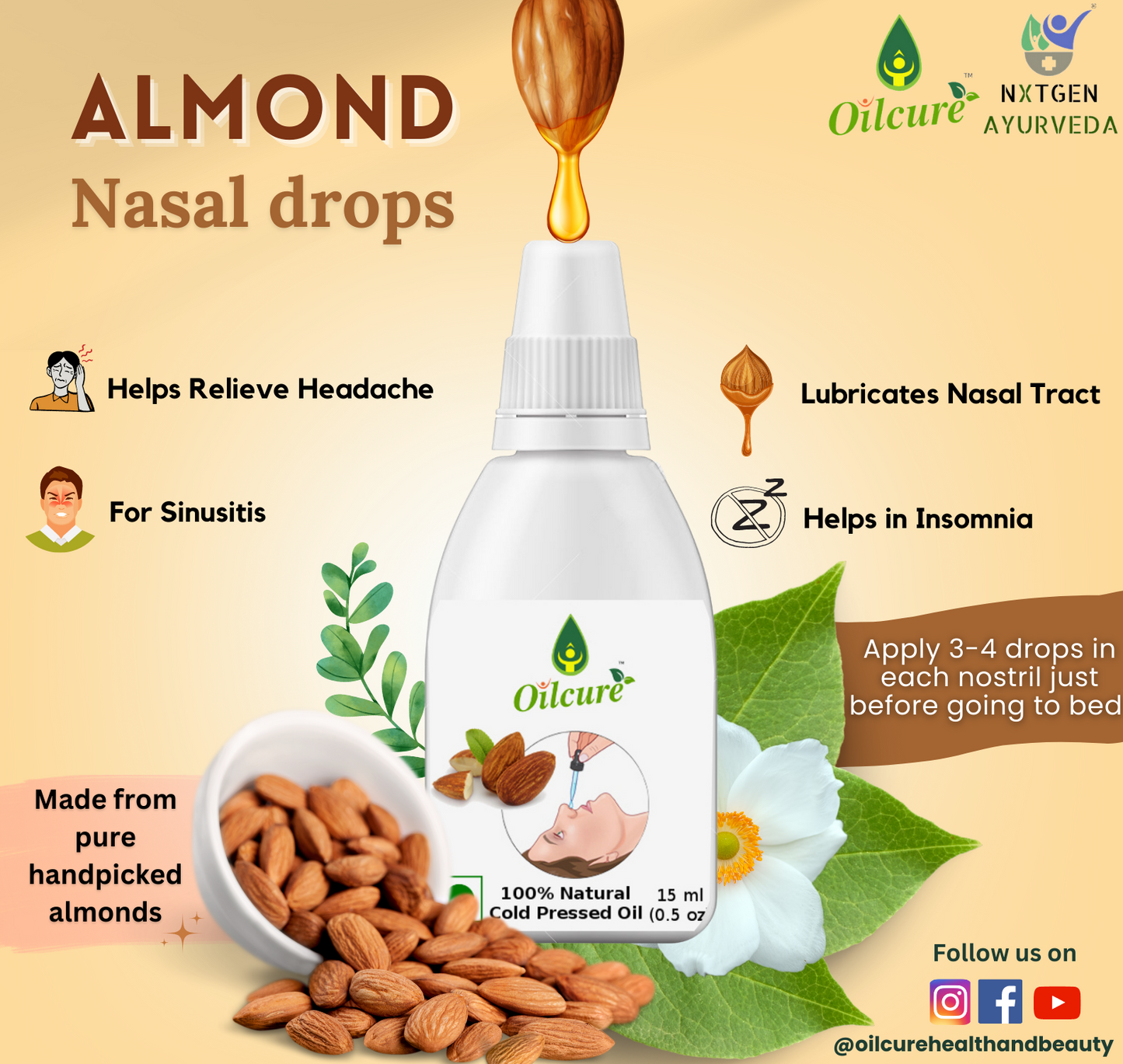 Almond Oil Nasal Drop - 15 ml.