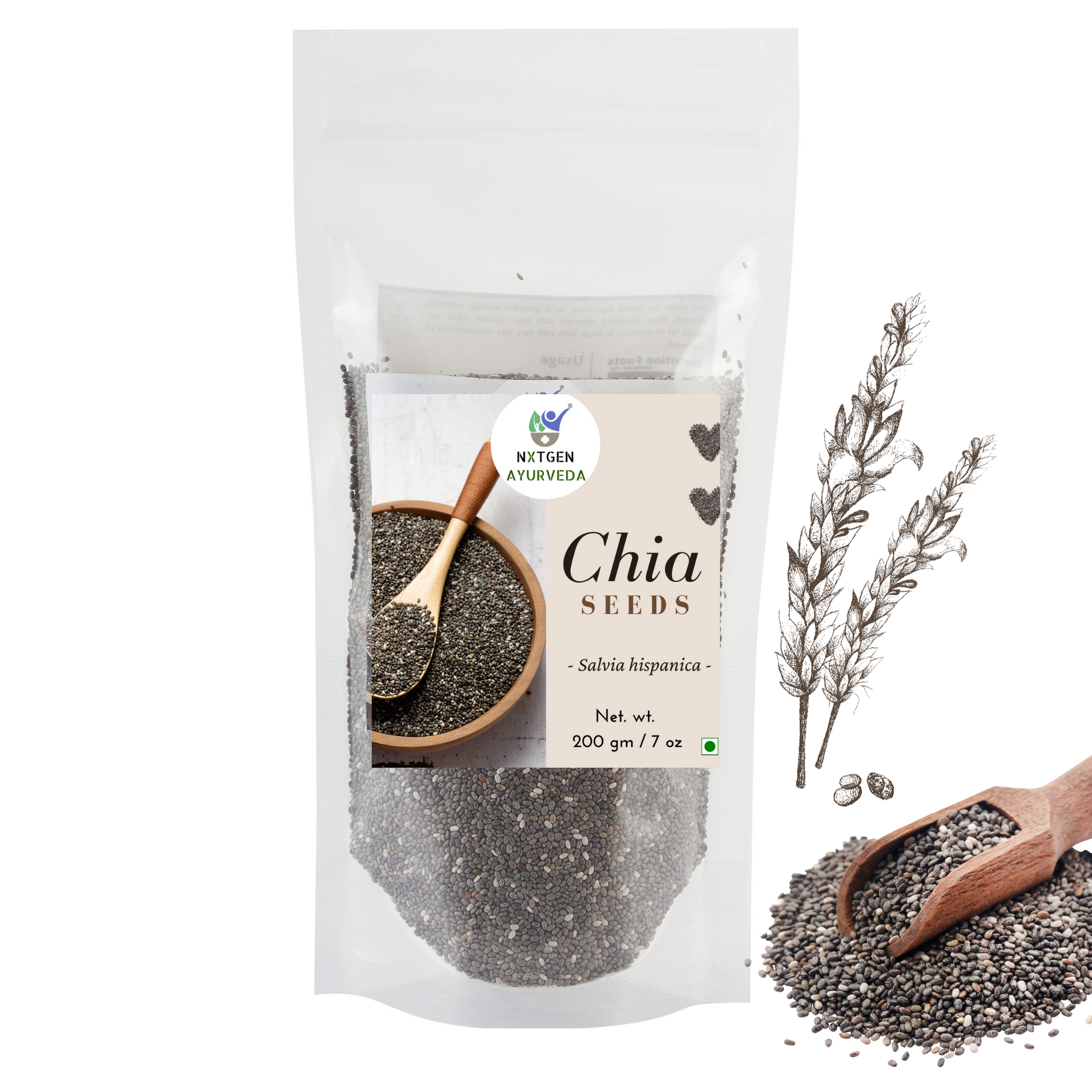 Chia seeds front