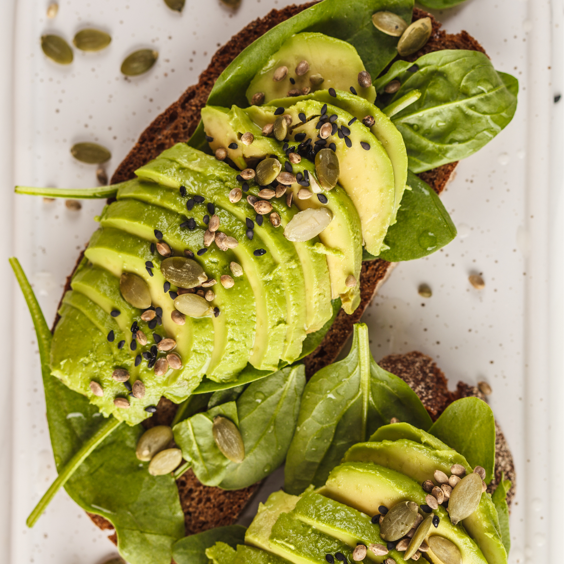 Pumpkin seeds on avacado