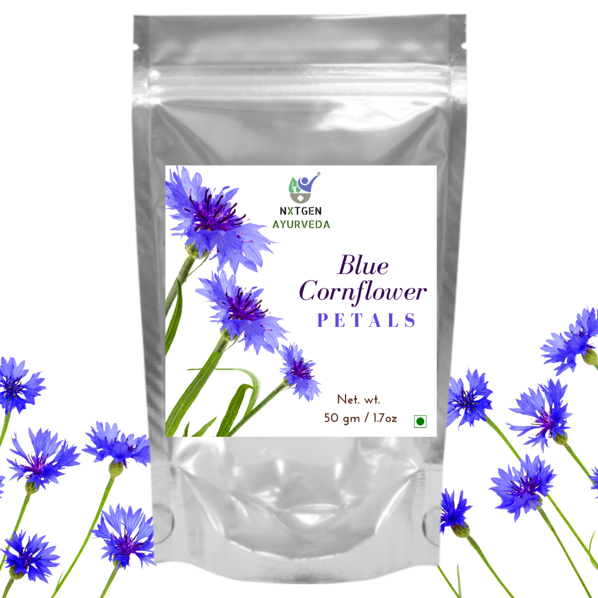 One common use for blue cornflower petals is in herbal teas or tisanes, where they can add a pleasant floral flavor and a striking blue color. 